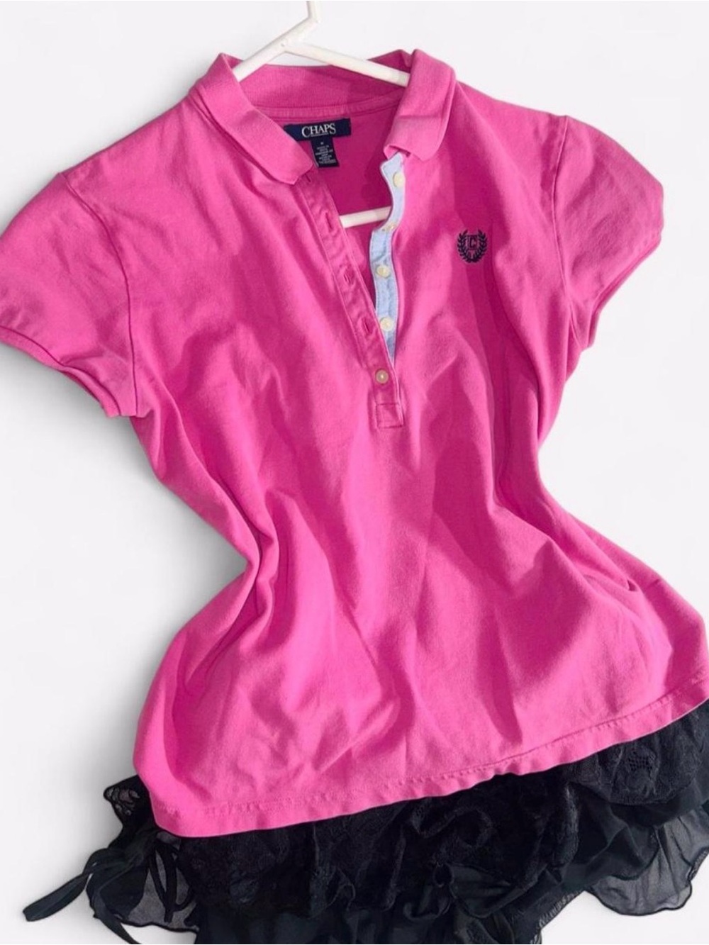 Cute pink coquette polo top